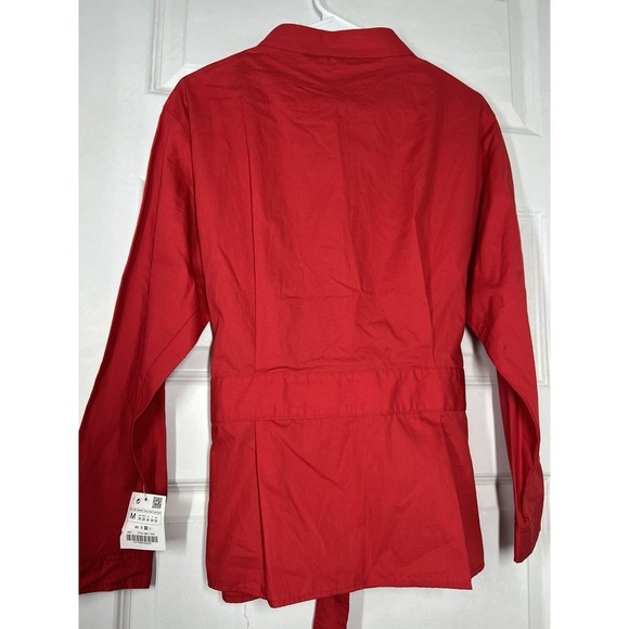 NWT Zara Red Belted Blouse with Buttons Women‎ Medium - Picture 6 of 6